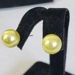 Antique Gold Finish Sliding Bolo Crystal Necklace Faux Pearl Earrings Set Photo 2