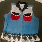 Taylor G. Dallas Texas Blue Denim Vest with Lace & Velvet Size XLarge Photo 1