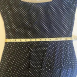 Nine Britton  Anabel Knit Square Neck Polka Dot Dress Size Small Navy Preppy Blue Photo 5