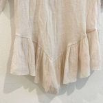 Vintage Shirt Womens Size Small Tan Lace Crochet Tunic Boho Indie Hairpin V neck Photo 3