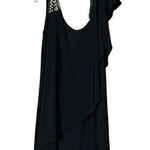 Betsy and Adam Women's Black & Gold Cold Shoulder Mid Length Dress Photo 0
