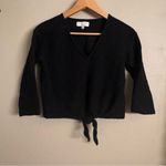 Madewell Black V-Neck Sweater with Tie-Front Photo 1
