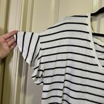 A New Day  V-Neck Ruffle Sleeve Shirt Top Size XXL White Black Stripe Photo 2