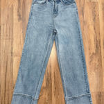 LEN Denim Wide Leg Jeans Women Size 26 Light Wash High Rise Wide Hem Cropped Blue Photo 0