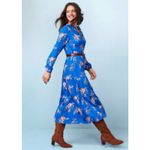 Loft  Long‎ Sleeve Floral Tiered Maxi Dress Size 16 Belted Photo 1