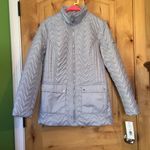 via spiga Moonstone Gray Quilted Cargo Jacket Funnel Neck Puffer Coat 62242V $180 NWT M Photo 2