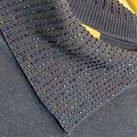 Adrianna Papell Blue Embellished Mock Neck Wool Pullover Sweater. Size: L Photo 2