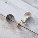 Vintage Earrings for Pierced Ears Statement Gold Tone, Silver Tone, Clear Gem Photo 2