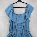 Derek Heart  Blue Denim Cotton Ruffle Belt Shorts Stretch Romper Jumpsuit Plus 2X Photo 4