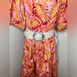 Gibson Latimer Gibson & Latimer Tropical Pink & Orange Puff Sleeve Maxi Dress Size XL Photo 3