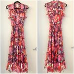 MISA Los Angeles Trina Floral Ruffle Maxi Dress in Lilac Coming Up Roses Size S Photo 4