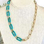 Asymmetric Turquoise Acrylic Paperclip Chain Necklace Blue Photo 0