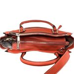 Guess Satchel Handbag Burnt Orange Canvas Leather Trim Top Handle Crossbody Bag Photo 5