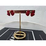 Red Bow Stud Earrings Gold Accent | Cute Holiday Christmas Gift | NEW Photo 2