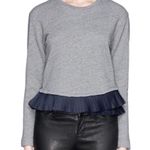 J.Crew Gray Ruffled Long Sleeve Sweatshirt Photo 0