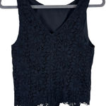 BB Dakota Black Lace Cotton Blend Round Neck V-Neck Back Lined Tank Blouse Sz XS Photo 0