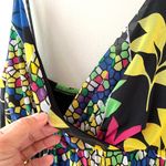 Tank Floral Maxi Pullover Dress V Neck Stretch Loose Fit Fully Lined Sz M L Black Photo 2