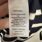 Talbots  Sz XL Navy Blue White Striped Cotton 1/2 Button Ruffle Neck Long Sleeve Photo 5