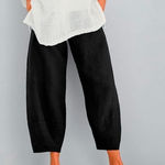 A3 Mill Valley Clothing Co. Ankle Pants 1X Black Linen Blend Elastic Waist Photo 0