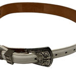Vintage 1990s cowboy belt top grain white leather belt snap Photo 0