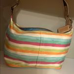 Coach Hampton watercolor Orange and Green Shoulder Bag Vibrant Stripes Photo 9