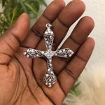 2000s Y2K Whimsygoth Fairy grunge Silver tone cross necklace pendant charm Rhinestone #Religious #Whimsical Photo 0