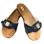 Dr. Scholl’s Original 2008 Women’s Y2K Wooden Navy Suede Clogs w/ Box – Size 9 Brown Photo 0
