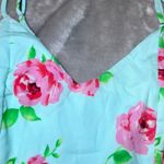 Bo Bel Dress Womens Small Aqua Blue Floral Bow Back Sleeveless Fit Flare Summer Photo 2
