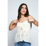 Micas ✨ Knot Front Knit Embroidered Tube Sz XS Top Beige✨ Photo 1
