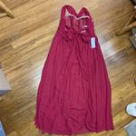 Azazie  Burgundy Maxi Dress Womens Size A20 Criss Cross‎ Formal Gown Bridesmaid Photo 2