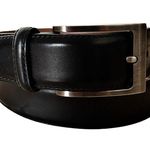 MAGNANNI Square Genuine Leather Belt Black Spain Silver Buckle Style 1278 Sz 32 Photo 3