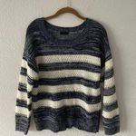 Navy & Cream Stripe Sweater Size Small by Mine Open Weave Photo 0