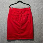 Liz Claiborne Red Button Front Denim Skirt Women's Size 8 Cotton Stretch Pockets Photo 6