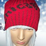 Nwot! Warm tight knit red beanie with black logo! Photo 2