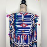 Umgee  Aztec Babydoll Style Southwestern Print Design Blue & White Dress Size L Photo 12