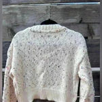 Melange V Neck Knit Cardigan Small K Pop Style Chunky Multicolor K Pop New Jeans White Photo 4