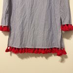 Tory Burch  Cover Up Striped Tunic Size Small Tassel Cotton Beach Swim Top Blue Photo 3