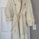 Mango  MNG 100% Linen Cream Long Length Trench Coat Waist Tie NWT NEW Photo 0