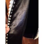 Oscar de la Renta  Black Wool Long Coat Cream hand crocheted and beaded Trim M Photo 11