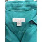 J. Jill Love Linen Essential Shirt Button Up Long Sleeve Green Turquoise Large L Photo 4