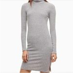 Wilfred  Free Ribbed Mock Neck Long Sleeve Sweater Mini Dress Grey Size XXS Photo 1