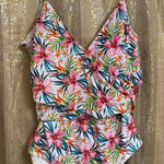 Catherine Malandrino  White Pink Green Tropical One Piece Swimsuit 3X NWT Photo 0