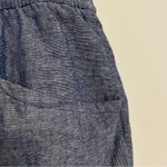 Old Navy High Waisted Cropped Linen Blend Pants Blue White Chambray Crop Ankle L Photo 8