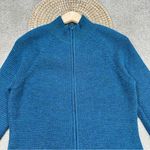 La Vincunita Women’s 100% Baby Alpaca Sweater Cardigan Full Zip in Blue XL Photo 2