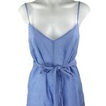 Club Monaco  Blue Stripe Sleeveless Tie Waist Open Back Cami Tank Romper Shorts 0 Photo 0