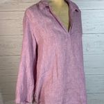 Saint Tropez West 100% Linen Size small v neck color lilac tunic top blouse Photo 5
