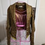 Jaime Lee Floral Lace Ruched Sleeve Blazer Jacket S Cottagecore Fairycore Fall Gold Photo 3
