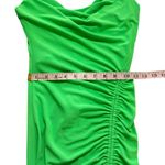 ZARA  XS GREEN MIDI DRESS WITH DRAPED DETAIL Ruched Tie Slit Christmas Party Photo 14