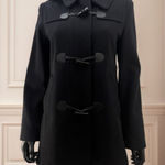 Bebe Wool Toggle Coat Hooded Plaid Lined Black Women's Size S Photo 0