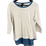 Westbound Petite Layered Look Sweater Beige Blue Hem Faux Shirt PL New Size undefined Photo 0